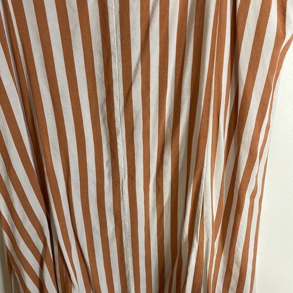 H&M Neutral Vertical Striped Shift Dress 6 Tank Button Front White Mini - Picture 8 of 12